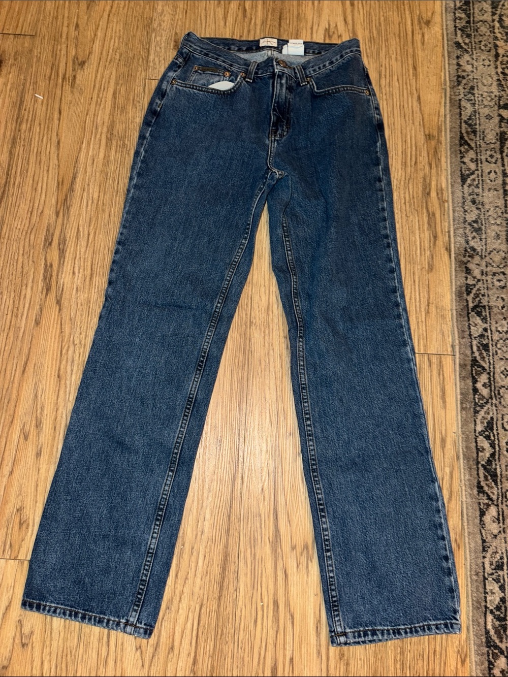 Calvin Klein Classic High-Rise Straight Leg Women's Jeans Dark Blue Size 4 Y2K